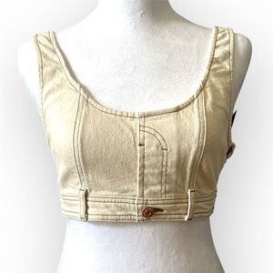 Wild Fable Cream Denim Crop Top, Size XS